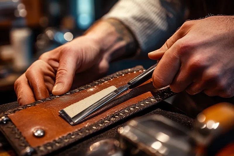 como usar un cuero para afilar una navaja de barbero